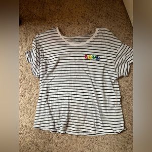 Colorblock LOVE striped tee❤️🌈👑